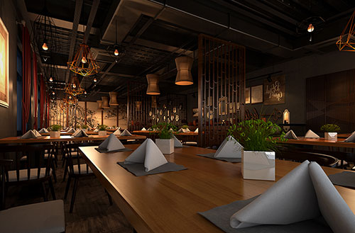 河东简约大气中式风格餐厅设计装修效果图