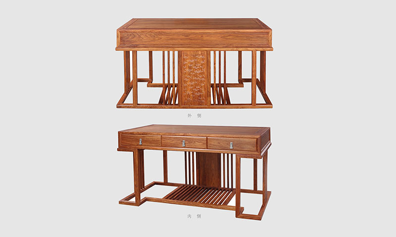 河东 别墅中式家居书房装修实木书桌效果图
